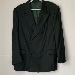 Antonia Baldan Men Italian Wool Deep Green Double-Breasted Blazer Size 42